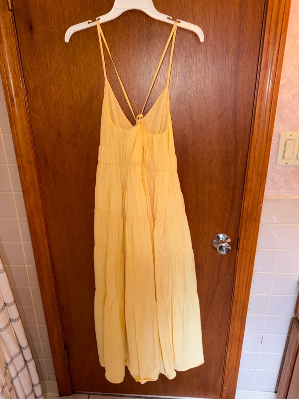 Abercrombie Butter Yellow Maxi Dress Small Petite Tie Back Sundress - Picture 8 of 8